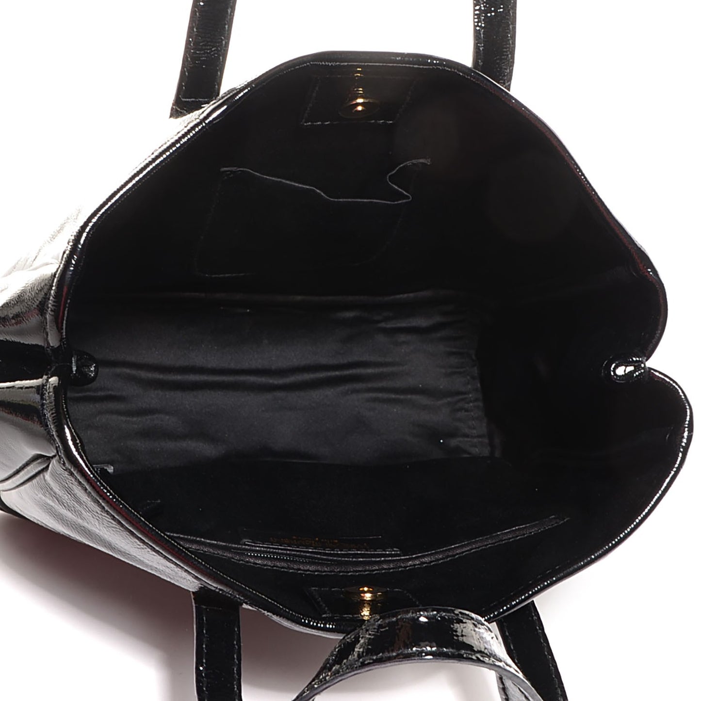Textured Patent Small Y-Mail Tote Black