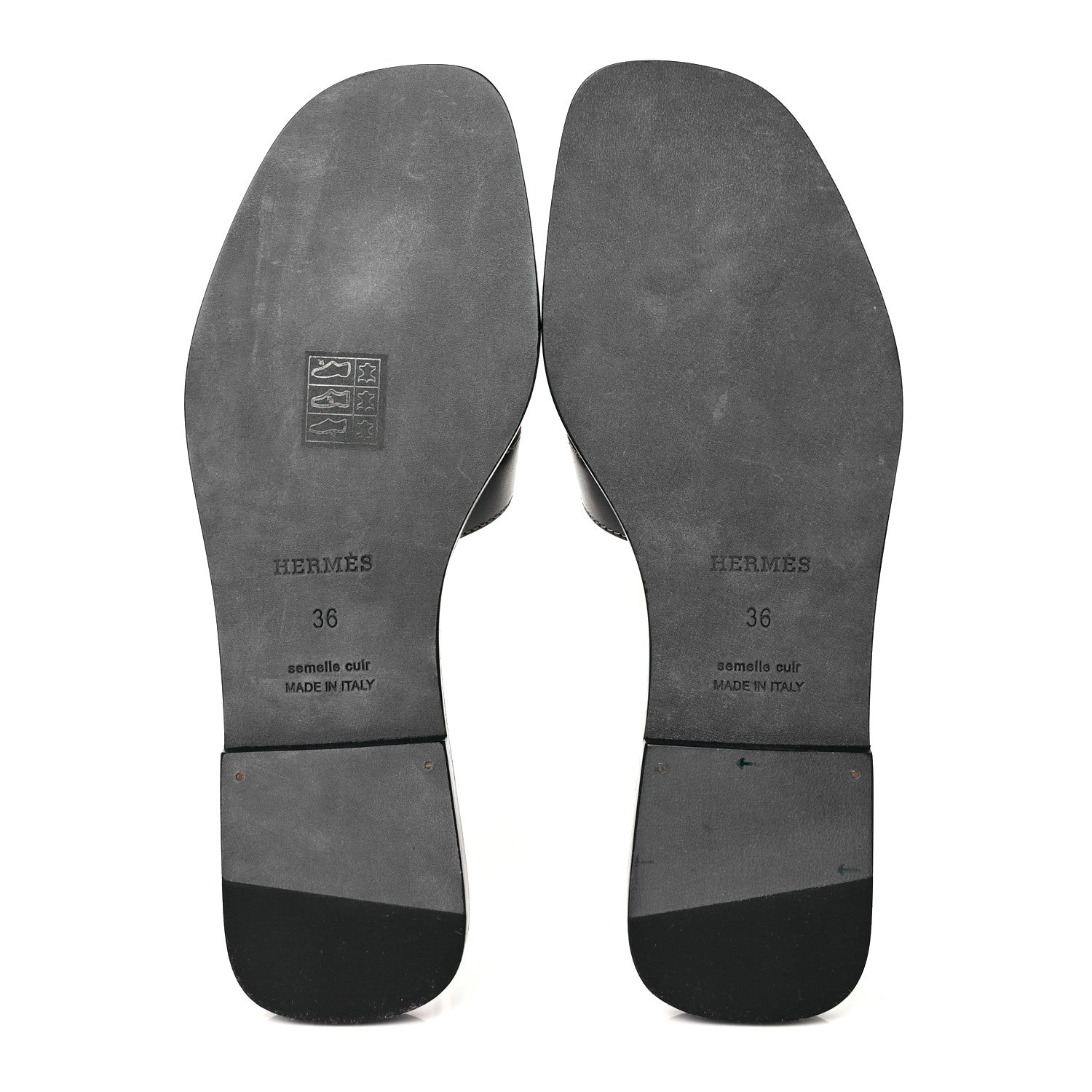 Hermes Box Calfskin Oran Sandals 36 Black 5 of 9