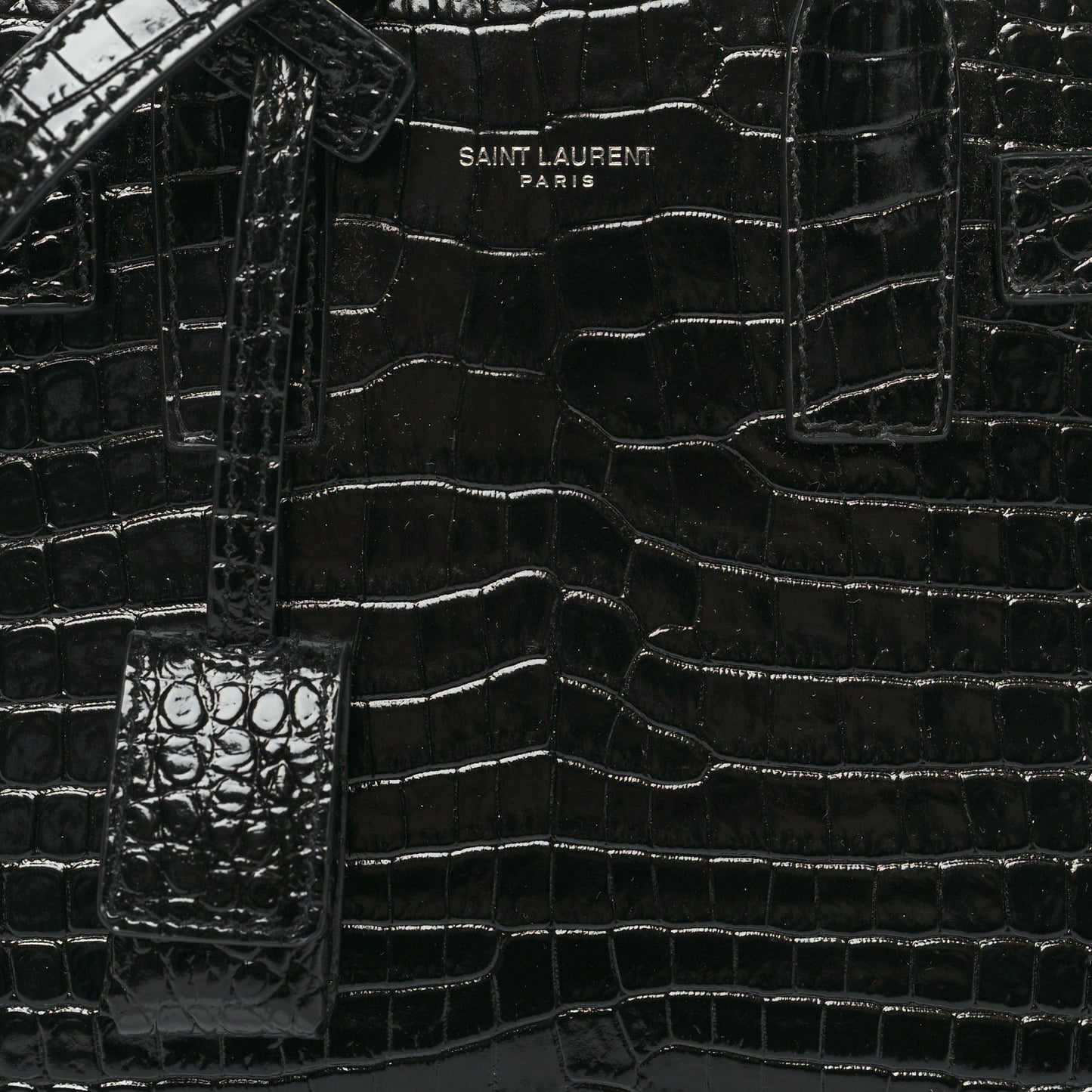 Calfskin Crocodile Embossed Nano Sac De Jour Black