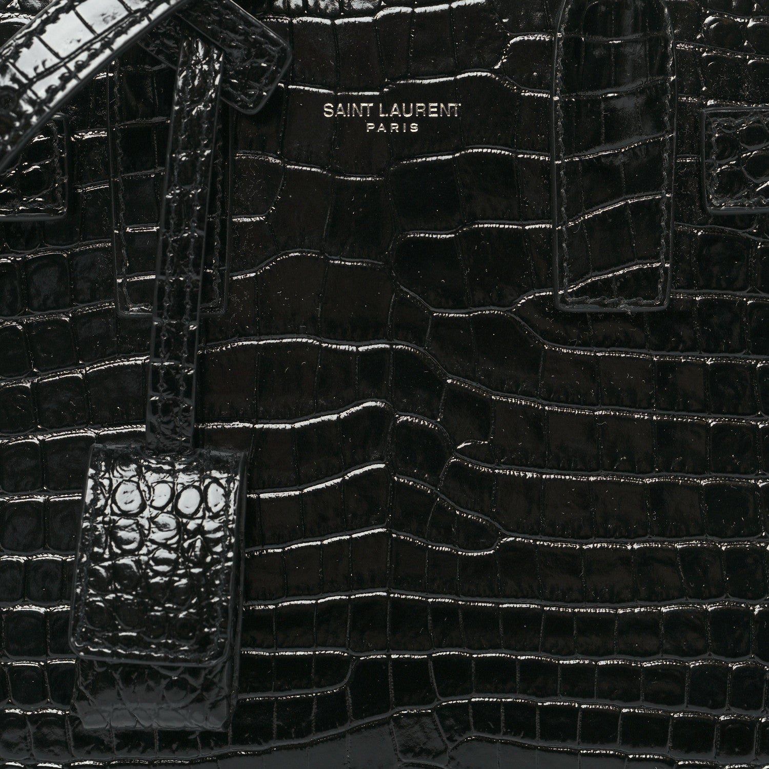 Saint Laurent Calfskin Crocodile Embossed Nano Sac De Jour Black 8 of 10