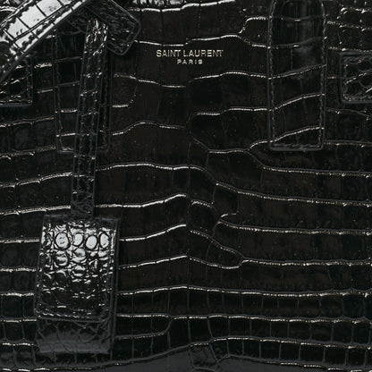 Saint Laurent Calfskin Crocodile Embossed Nano Sac De Jour Black 8 of 10