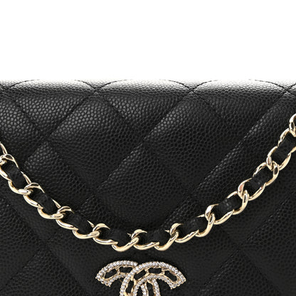 Chanel Caviar Quilted Crystal CC Wallet On Chain WOC Black 9 of 11