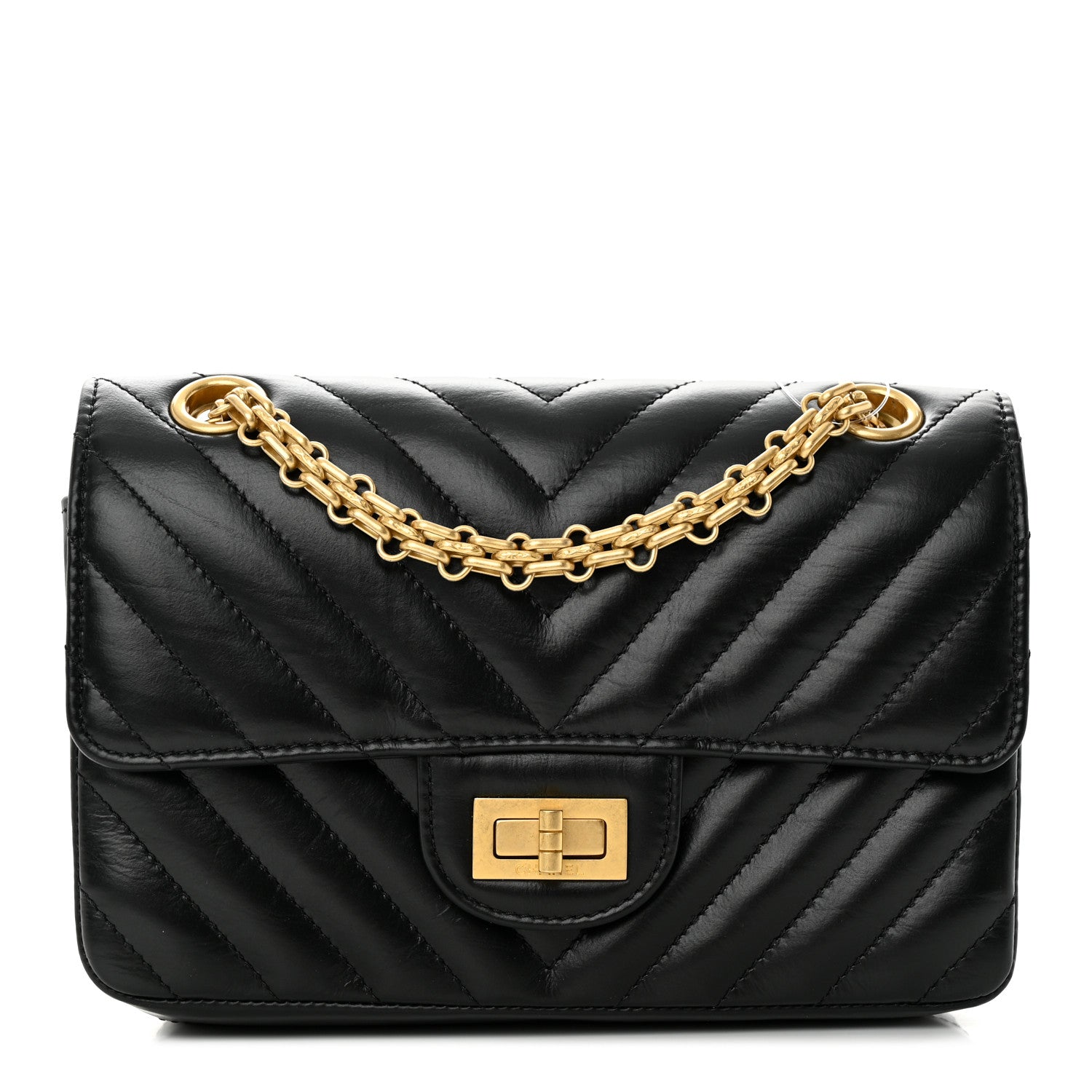 Chanel Aged Calfskin Chevron Quilted 2.55 Reissue Mini Flap Black 1 of 11