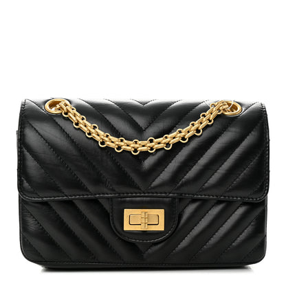 Chanel Aged Calfskin Chevron Quilted 2.55 Reissue Mini Flap Black 1 of 11