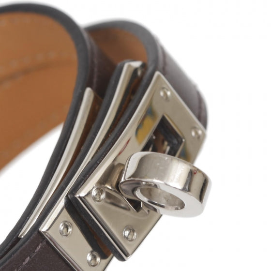 Hermes Chamonix Leather Kelly Double Tour Bracelet Chocolate 2 of 6