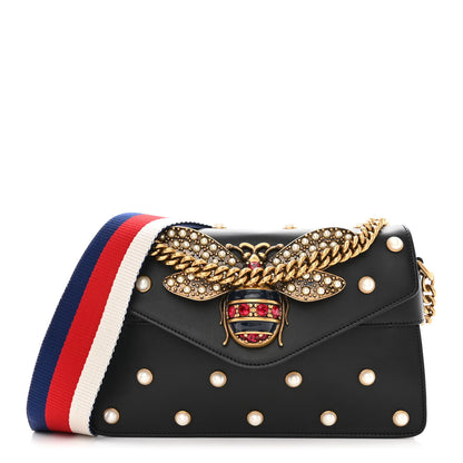 Gucci Nappa Pearl Studded Mini Queen Margaret Broadway Shoulder Bag Black 1 of 12