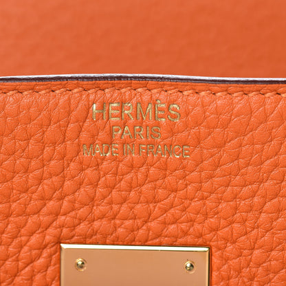 Hermes Taurillon Clemence Birkin 35 Orange 9 of 29