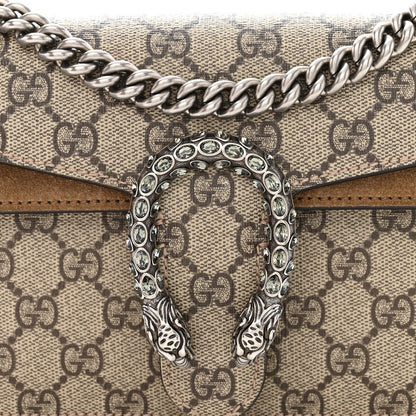 Gucci GG Supreme Monogram Suede Crystal Small Dionysus Shoulder Bag Beige Ebony Taupe 8 of 15