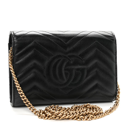Gucci Calfskin Matelasse GG Marmont Chain Wallet Black 3 of 10