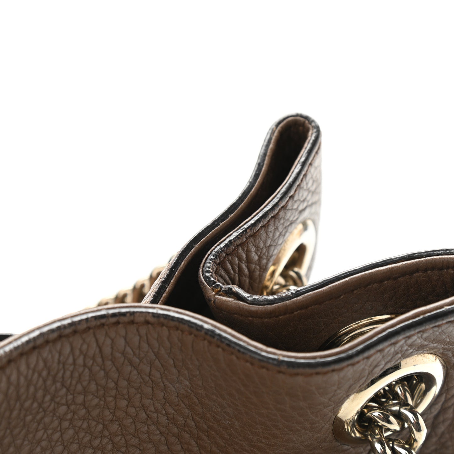 Pebbled Calfskin Medium Soho Chain Shoulder Bag Maple Brown