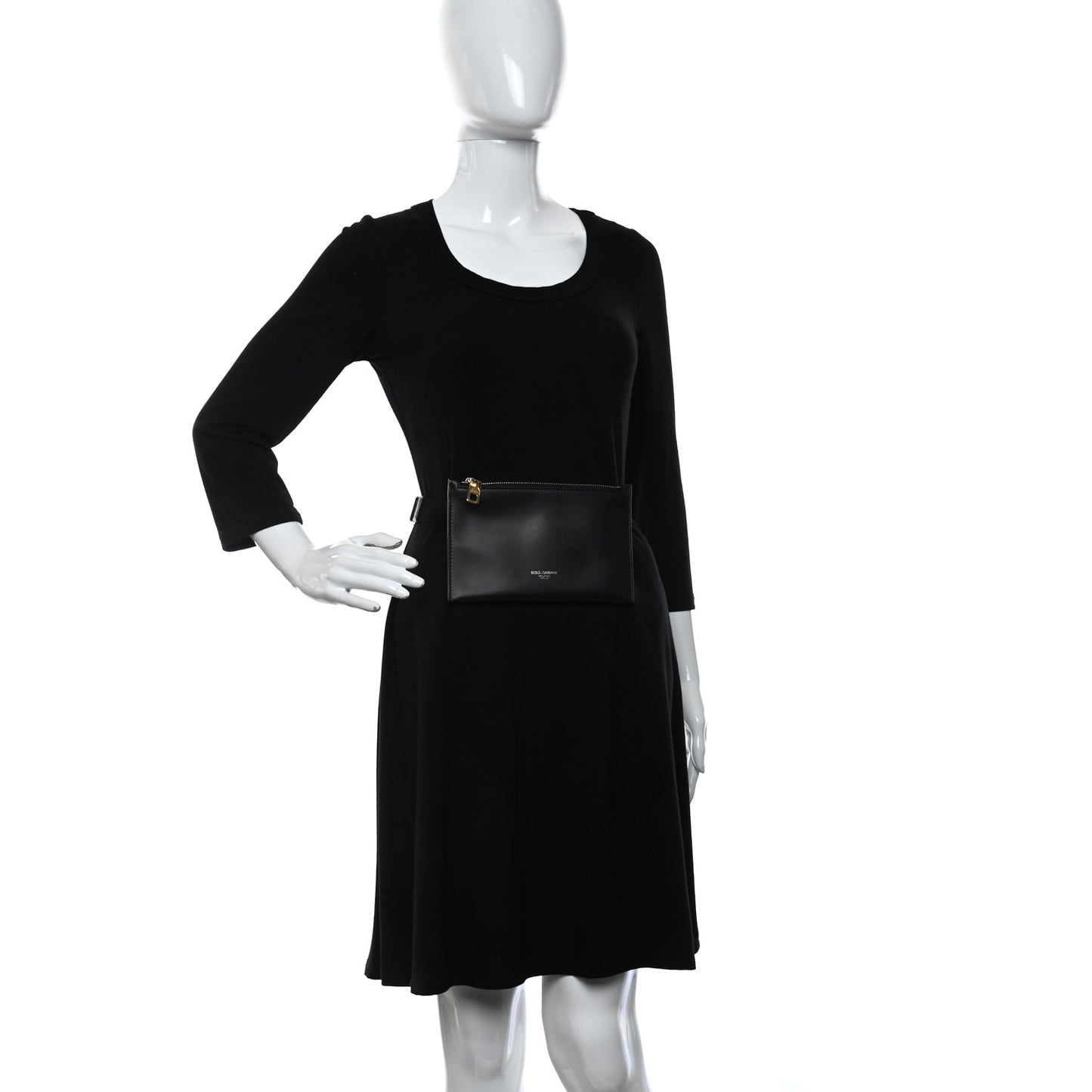 Calfskin Flat Belt Bag Black