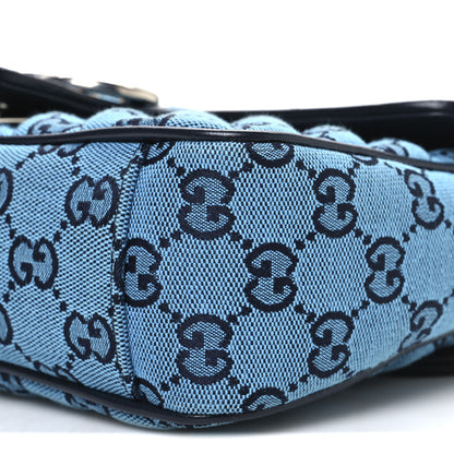 Gucci Monogram Multicolor Matelasse Diagonal Small GG Marmont Shoulder Bag Light Blue 9 of 11