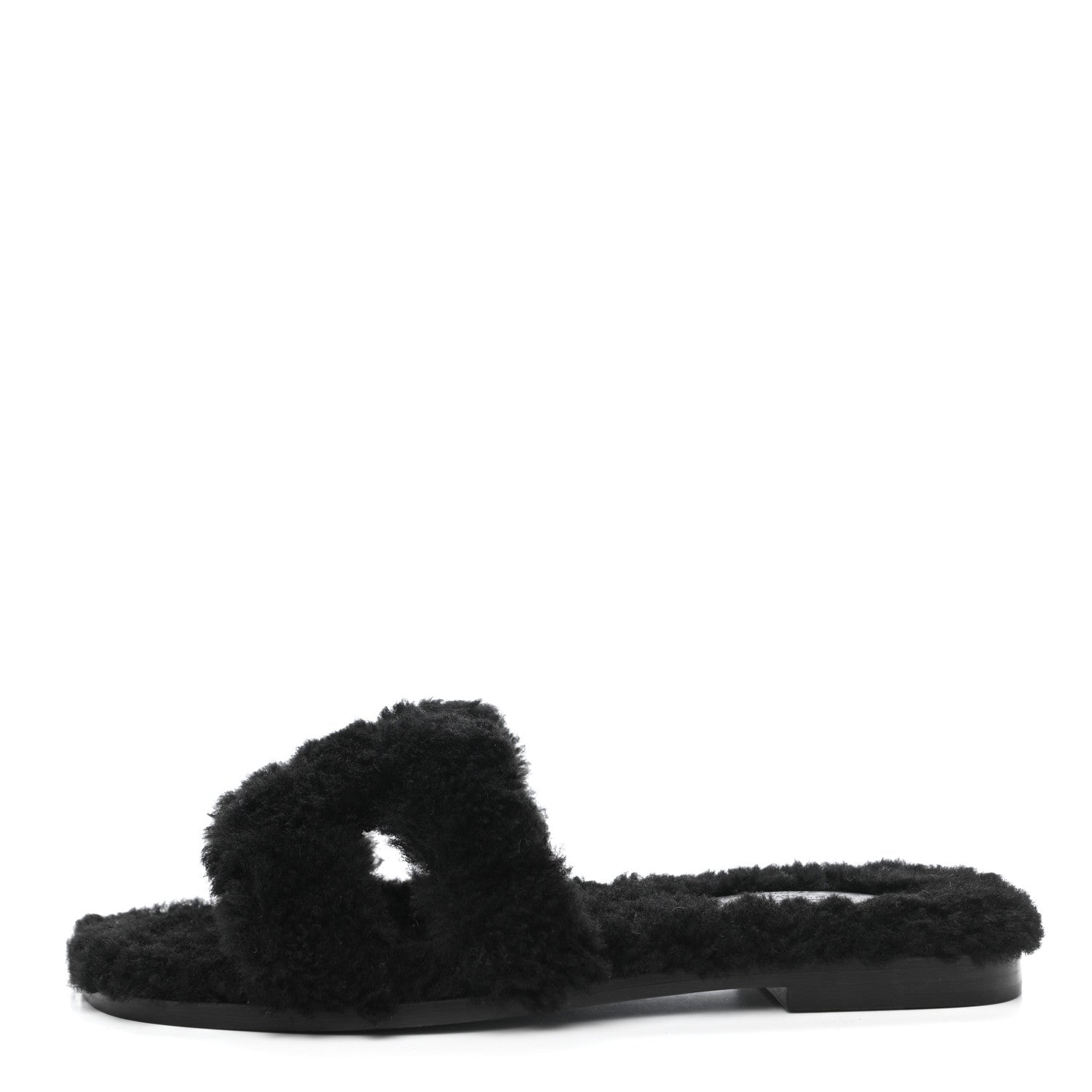 Hermes Woolskin Oran Sandals 35 Black 1 of 7