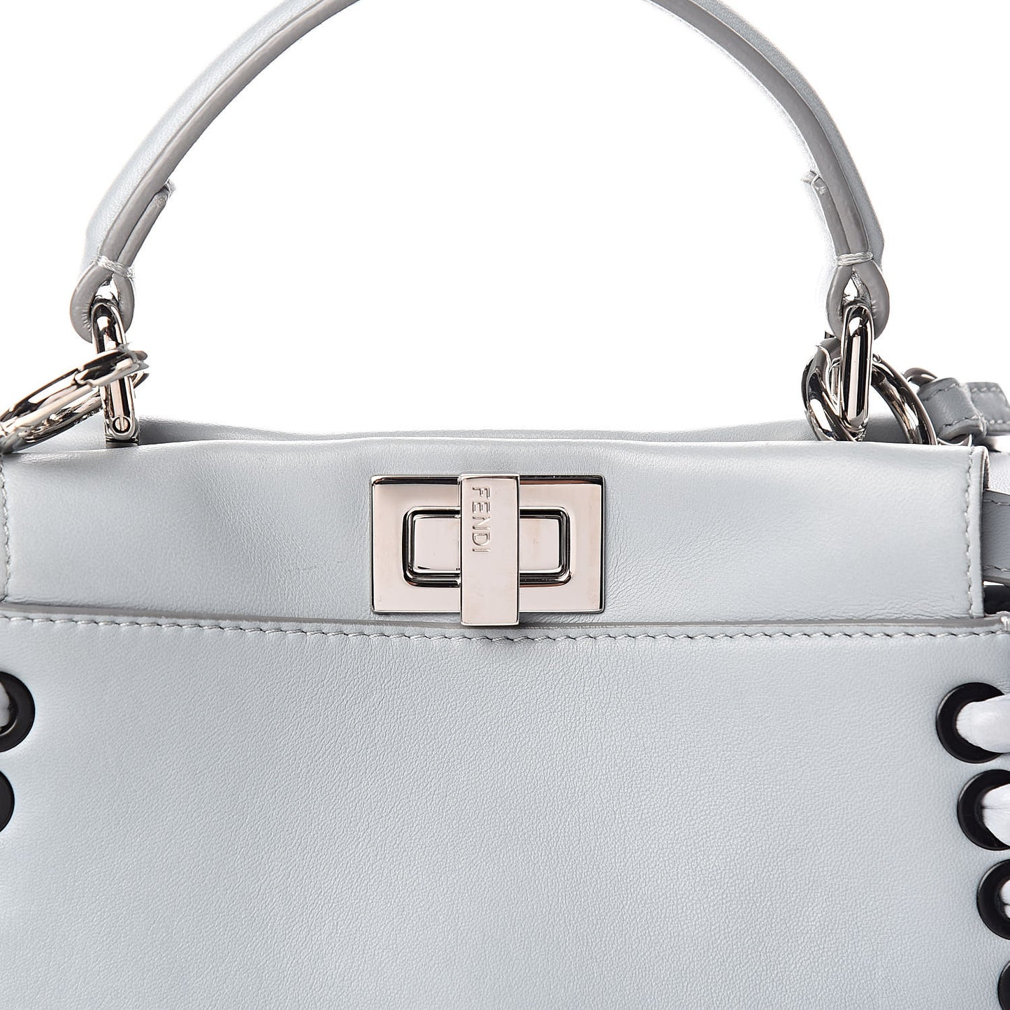 Nappa Lace Up Mini Peekaboo Iconic Satchel Azzurro Polvere