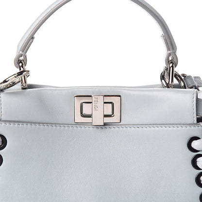 Fendi Nappa Lace Up Mini Peekaboo Iconic Satchel Azzurro Polvere 13 of 13