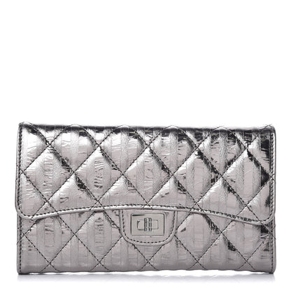 Chanel Metallic Striped Calfskin Reissue Wallet Dark Silver 1 of 9