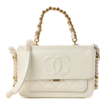 Chanel Crumpled Calfskin En Vogue Rope Flap White 1 of 9