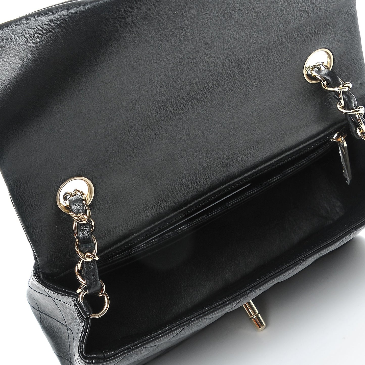 Lambskin Quilted Mini Rectangular Flap Black