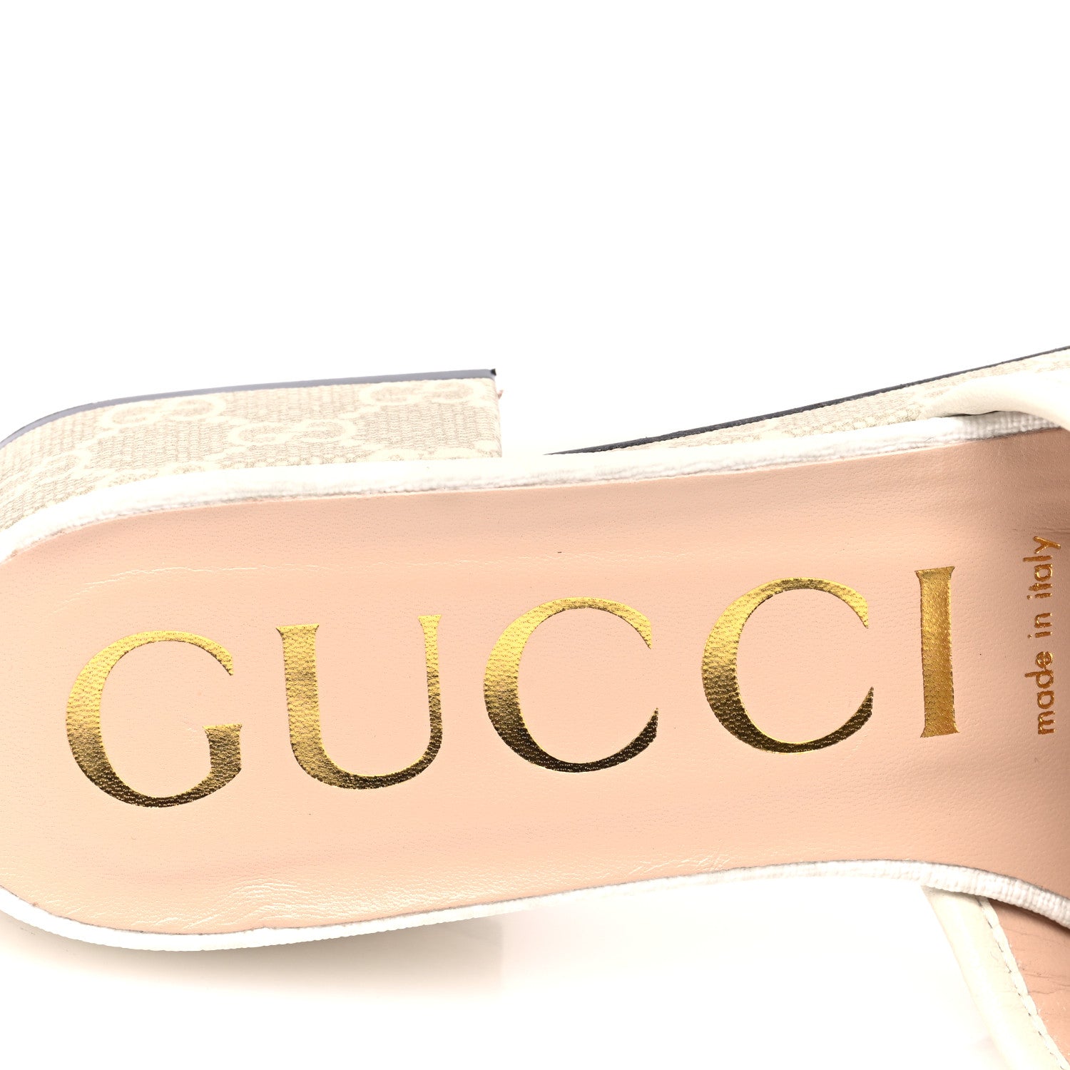 Gucci GG Supreme Monogram Malaga Kid Platform Mule Sandals 37 White Mystic White 7 of 7