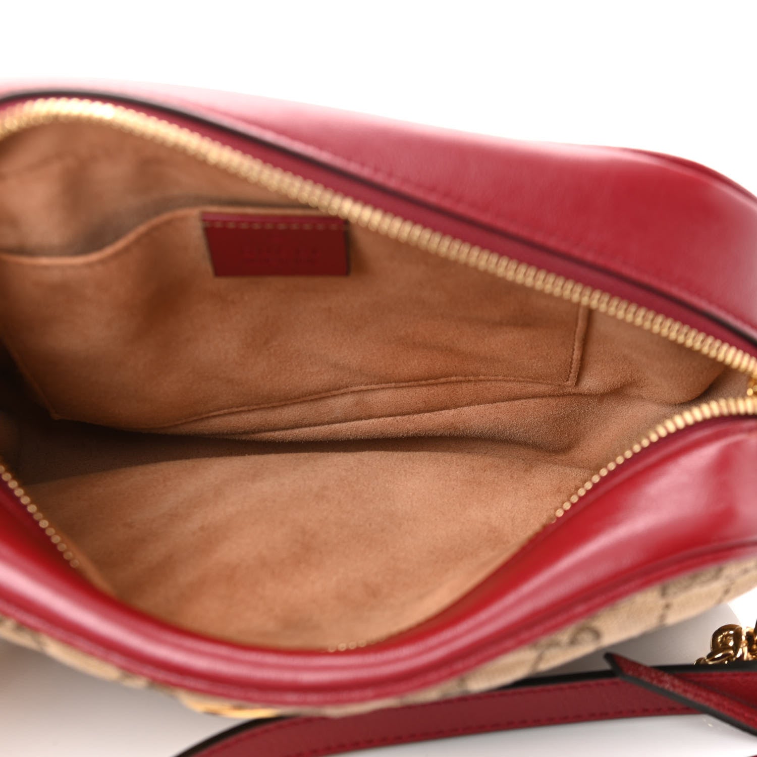 Gucci Monogram Azalea Calfskin Matelasse Diagonal Small GG Marmont Chain Shoulder Bag Beige Ebony New Cherry Red 5 of 11