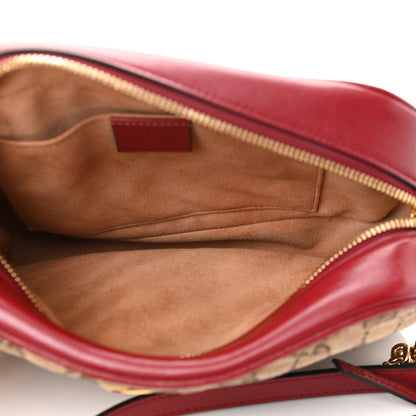 Gucci Monogram Azalea Calfskin Matelasse Diagonal Small GG Marmont Chain Shoulder Bag Beige Ebony New Cherry Red 5 of 11