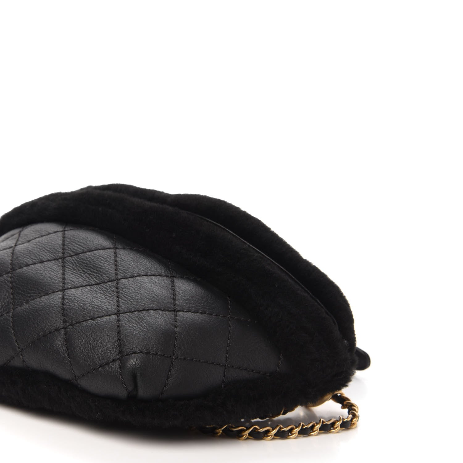 Chanel Calfskin Fur Quilted Waist Bag Fanny Pack Black 7 of 11