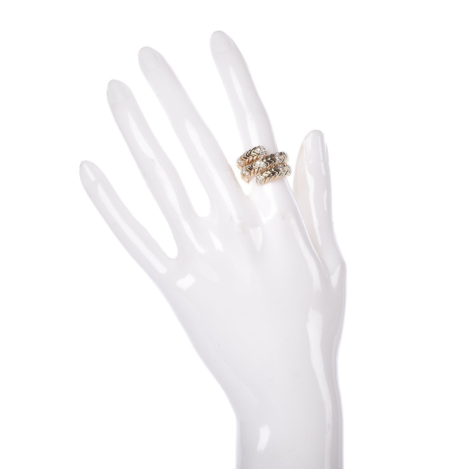 Bulgari 18K Yellow Gold Diamond Spiga Wrap Ring 50 5.25 2 of 5