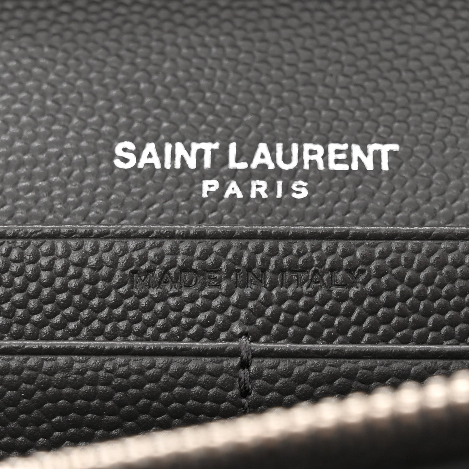 Saint Laurent Grain De Poudre Matelasse Chevron Monogram Chain Wallet Grey White 8 of 11