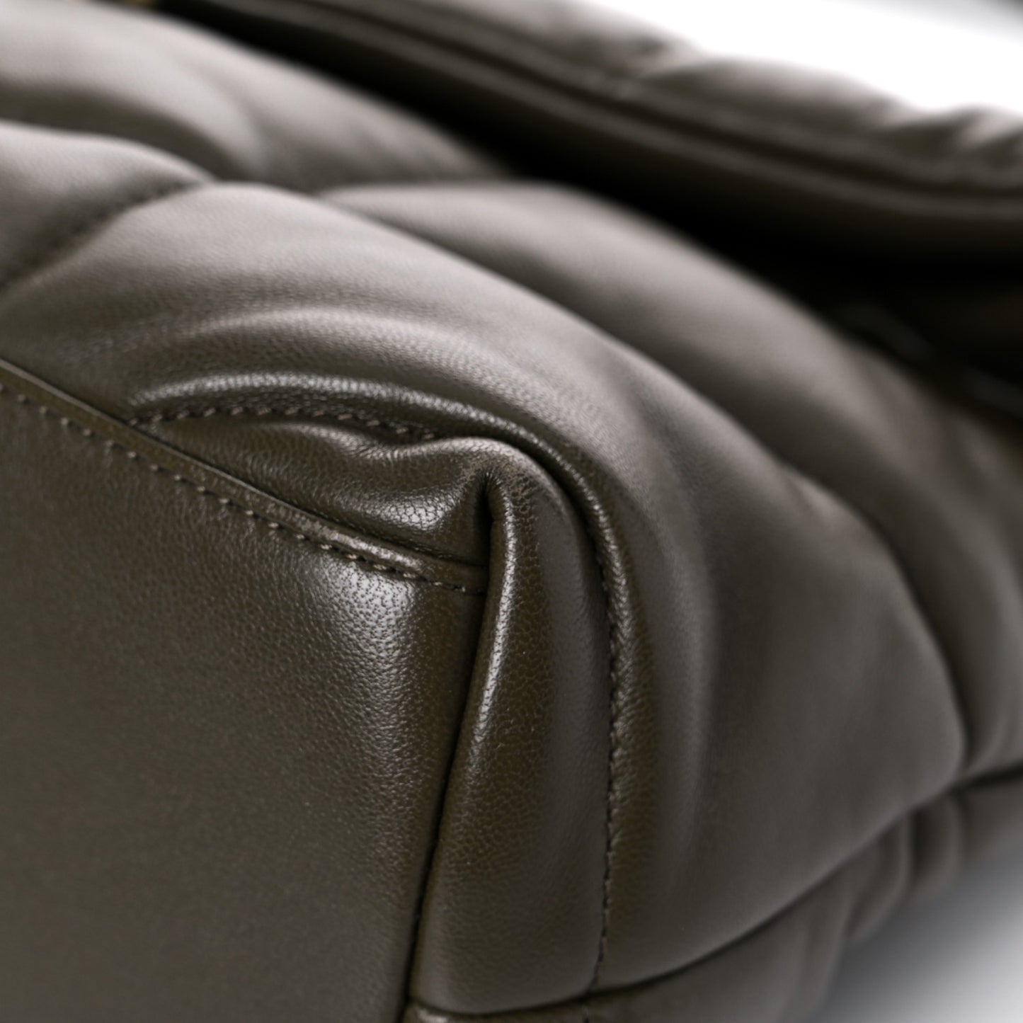 Lambskin Quilted Small Loulou Puffer Monogram Chain Satchel Seaweed