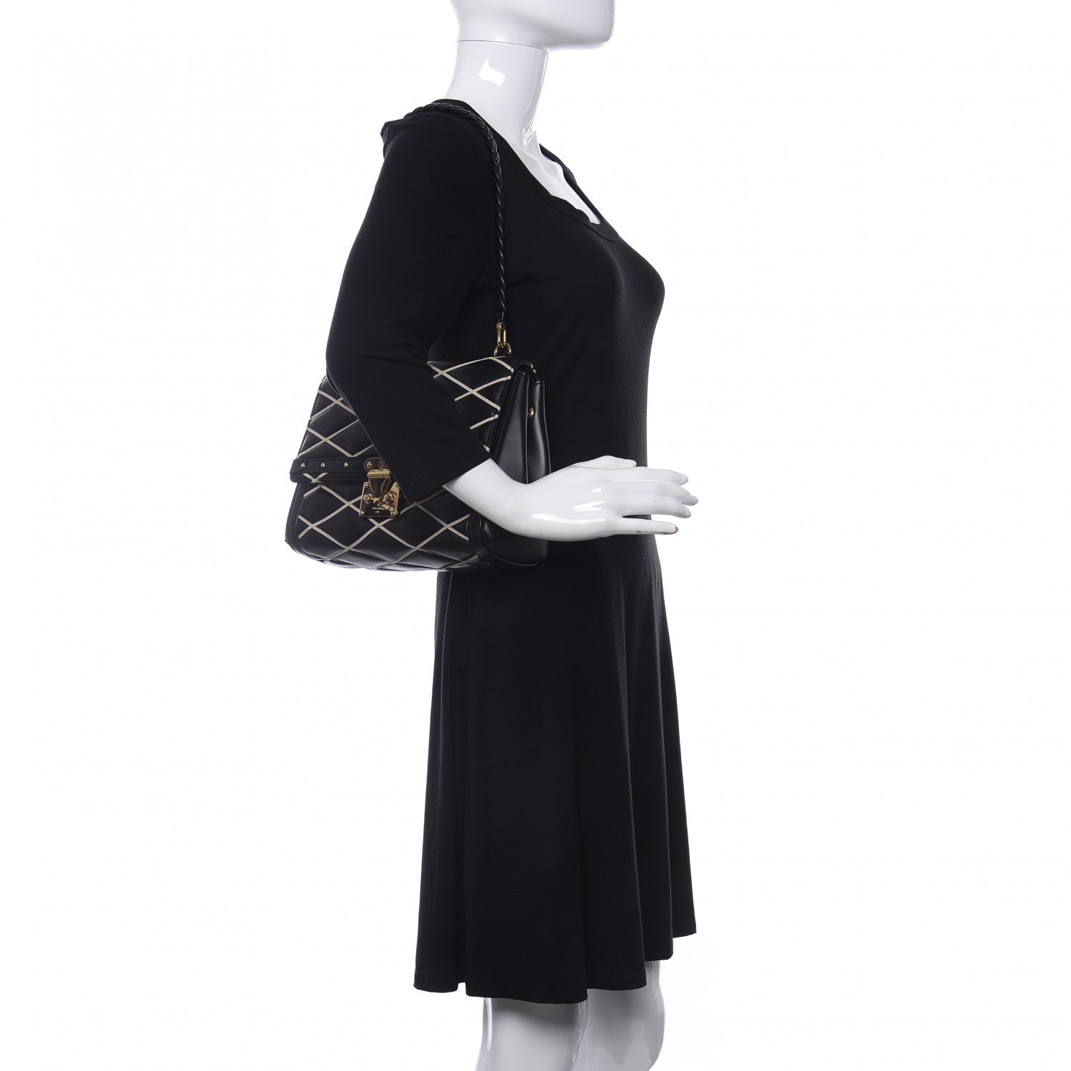 Louis Vuitton Lambskin Malletage Pochette Flap Black 2 of 9