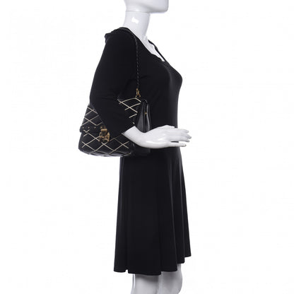 Louis Vuitton Lambskin Malletage Pochette Flap Black 2 of 9