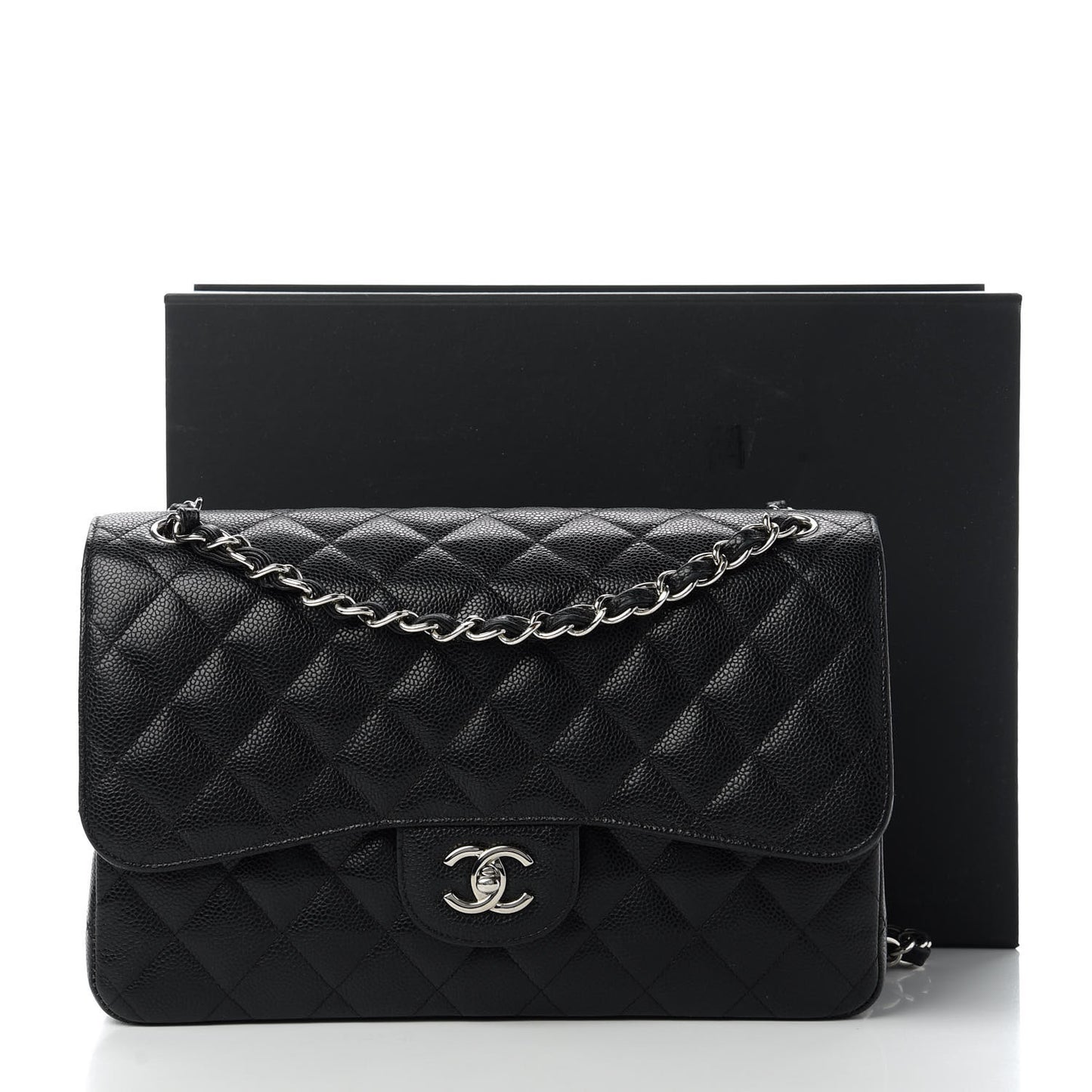 Caviar Quilted Jumbo Double Flap Black