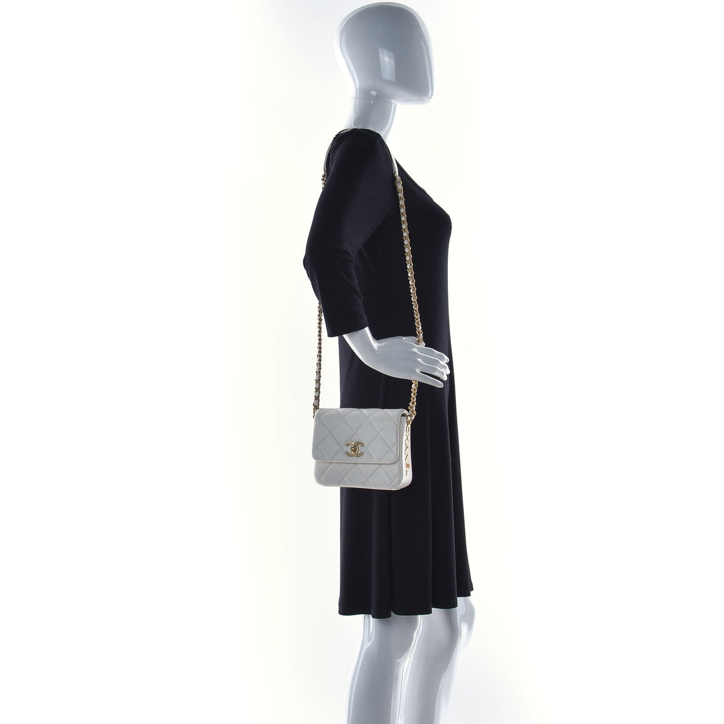 Lambskin Quilted Mini Side Note Flap White