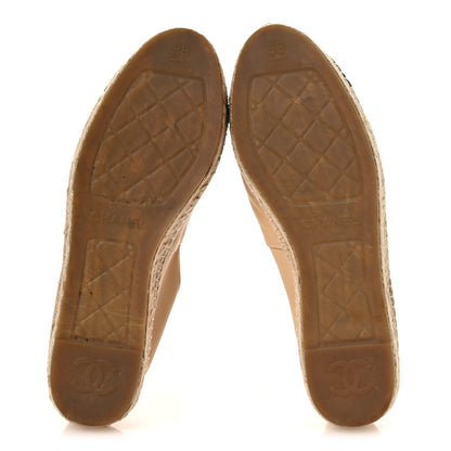 Chanel Lambskin CC Espadrilles 38 Beige Black 7 of 12