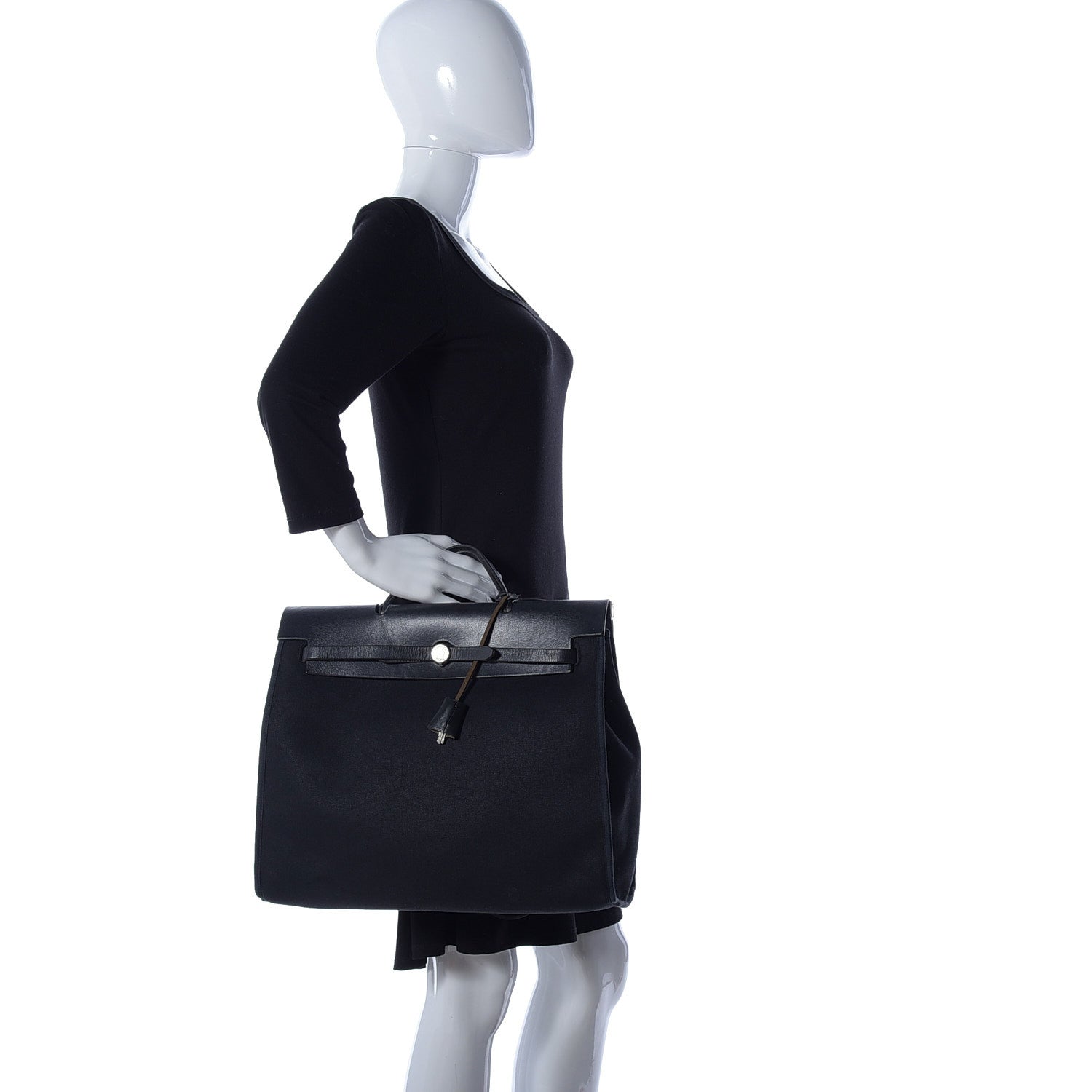 Hermes Toile Vache Calfskin Herbag 39 MM Black 3 of 33