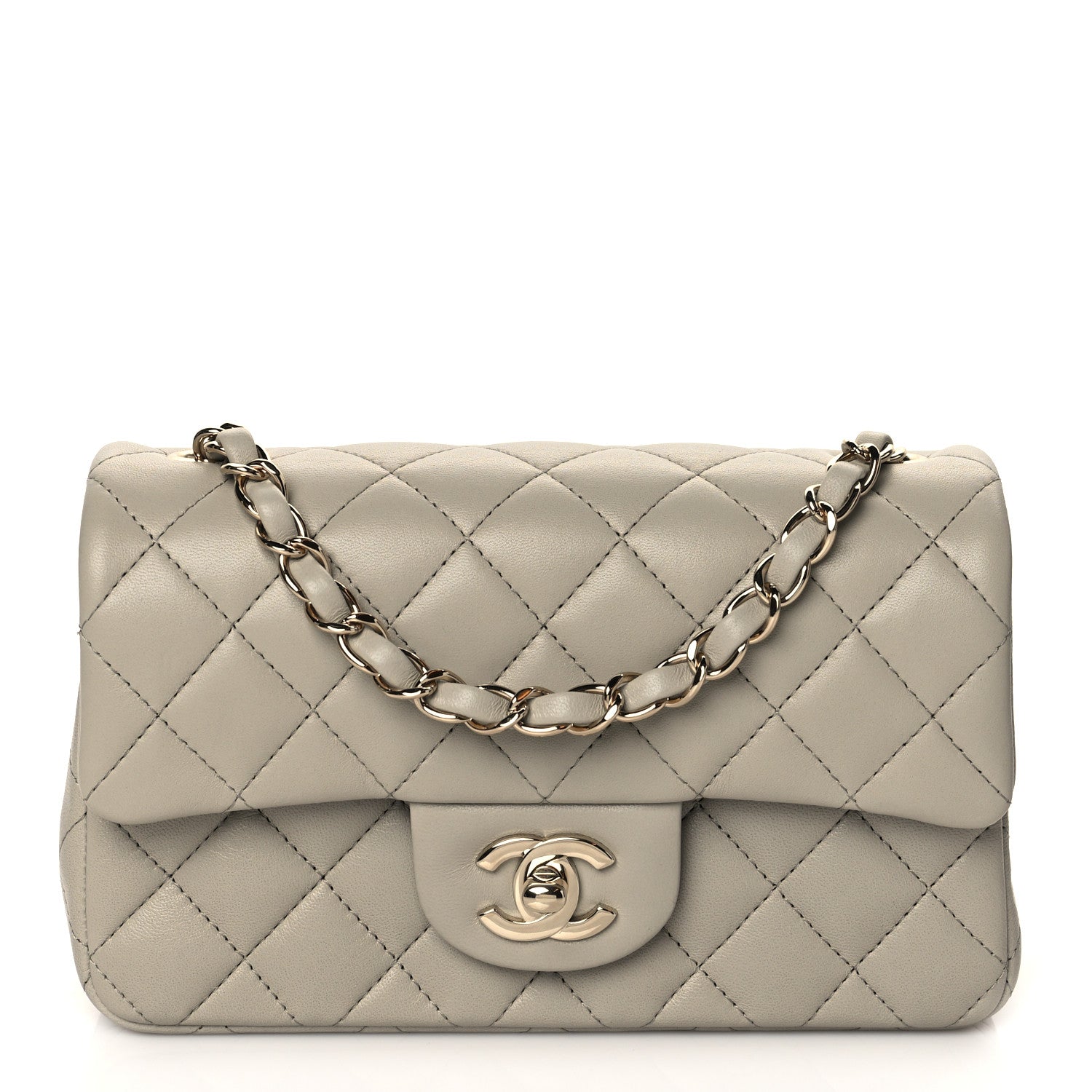 Chanel Lambskin Quilted Mini Rectangular Flap Grey 1 of 11