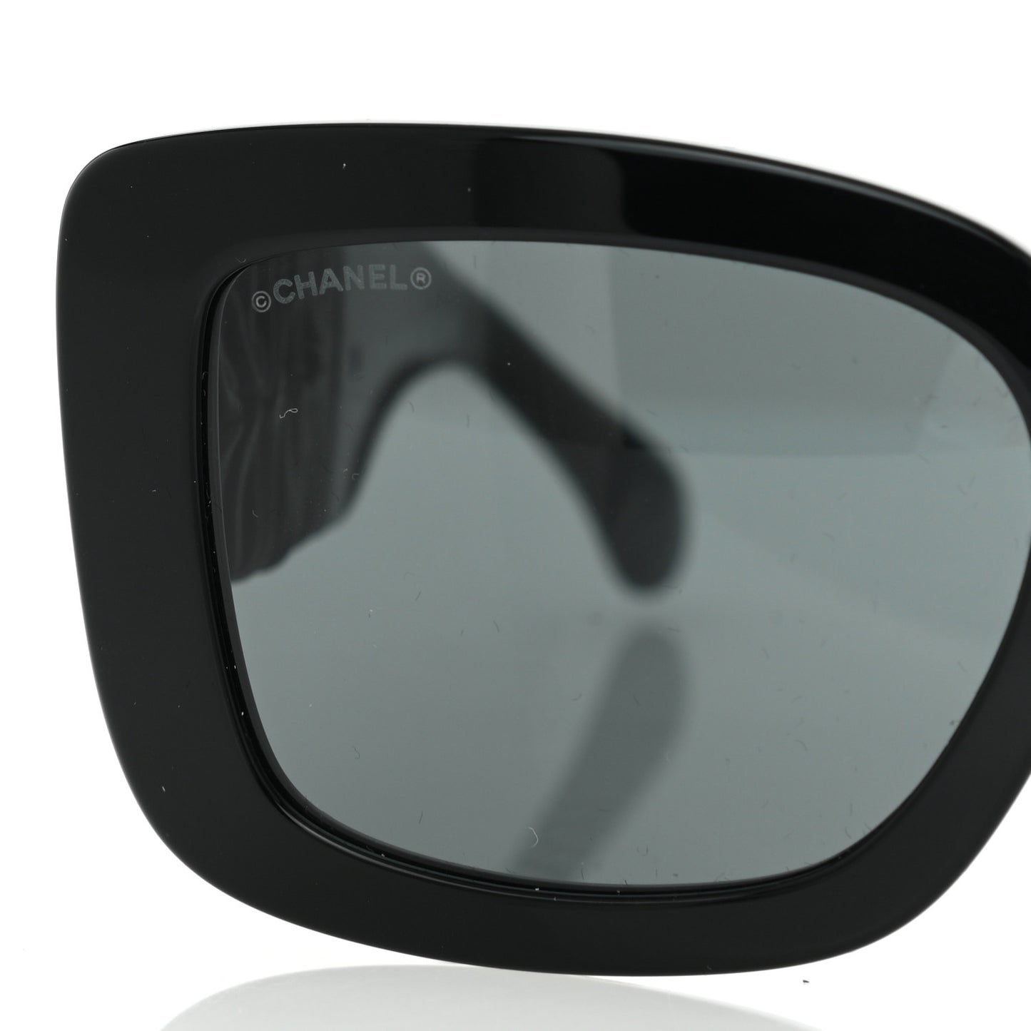 Acetate Calfskin Polarized Square Sunglasses 5473-Q-A Black