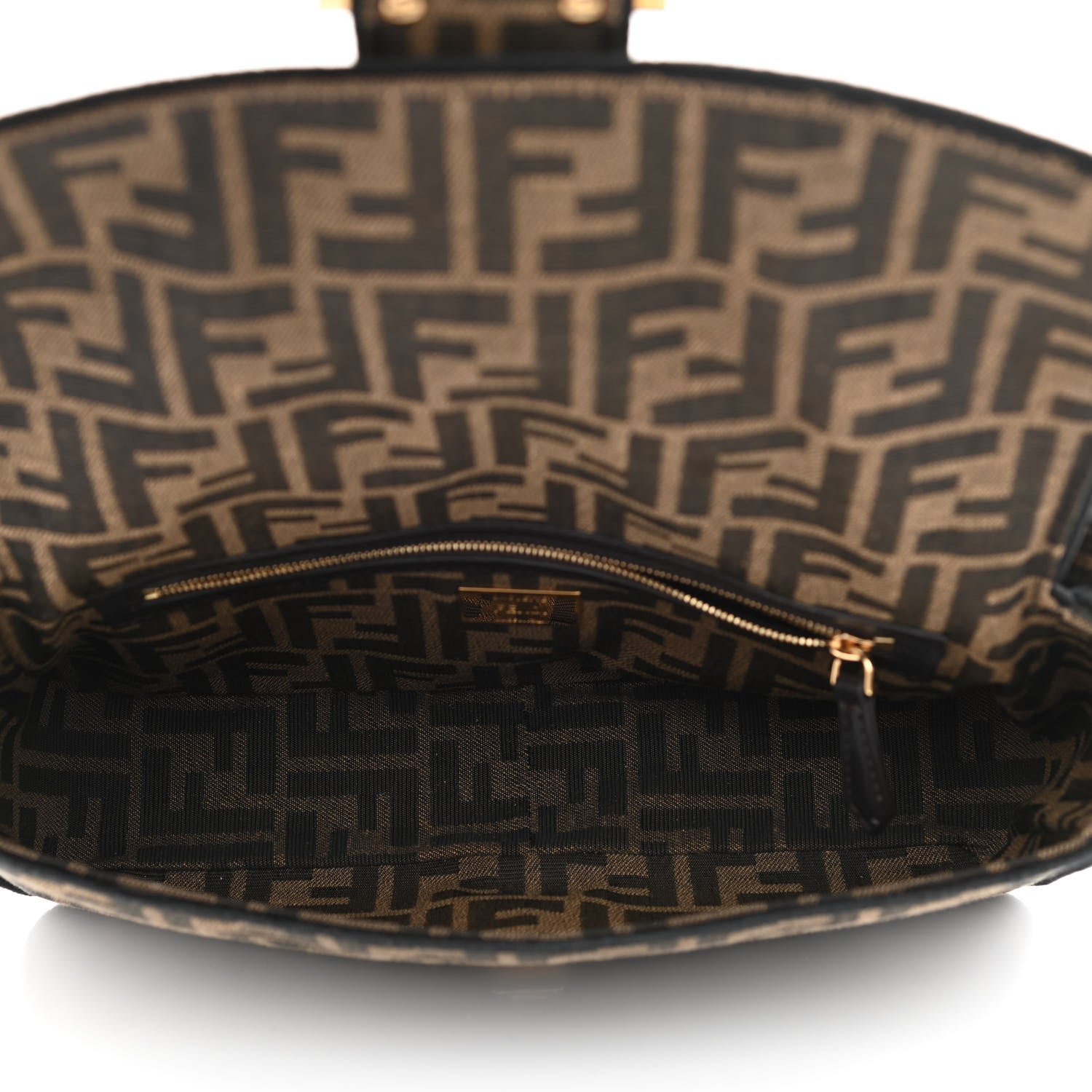 Fendi Fabric Jacquard FF 1974 Medium Baguette Tobacco Moro Black 5 of 12