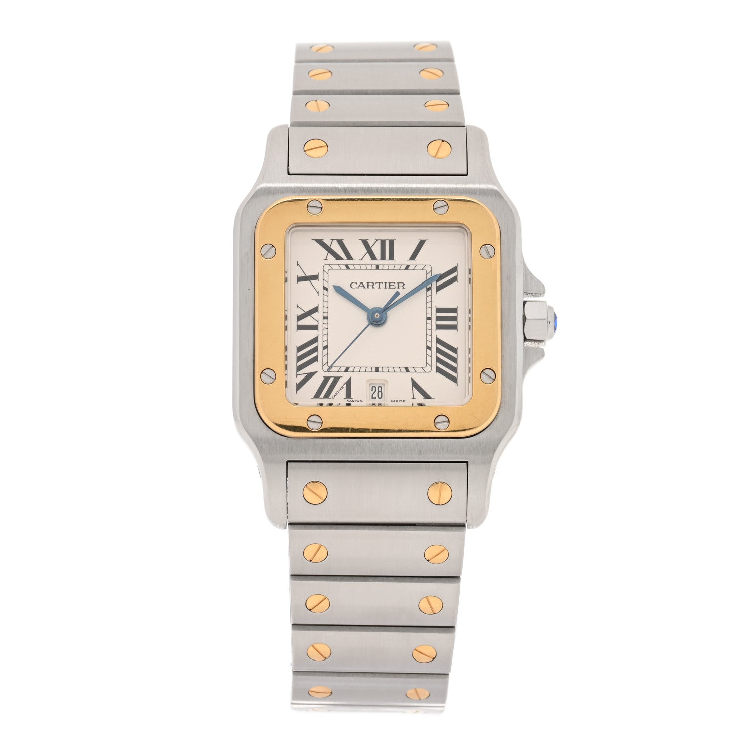 Cartier Stainless Steel 18K Yellow Gold 29mm Santos De Cartier Galbee Quartz Watch 1 of 4