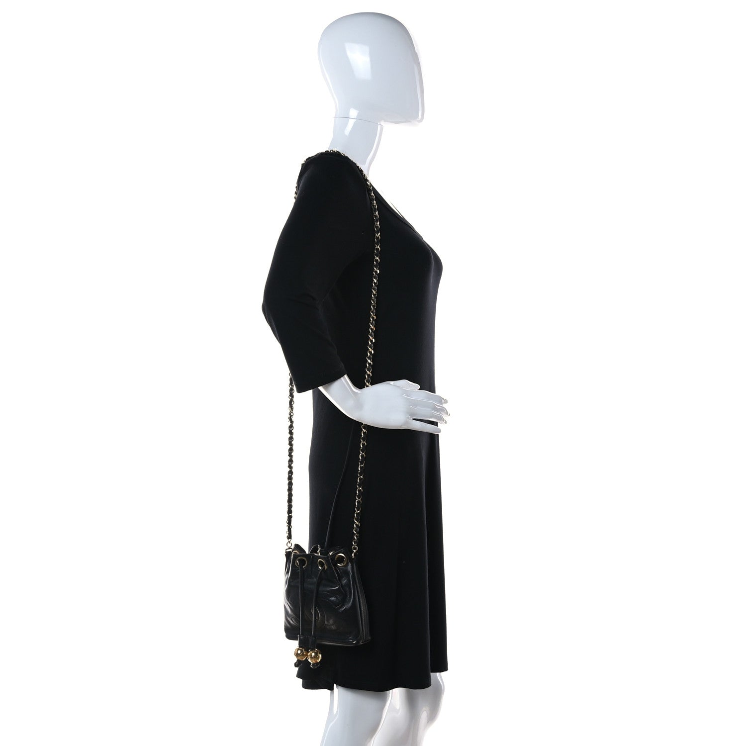 Chanel Lambskin Mini CC Drawstring Bag Black 3 of 25