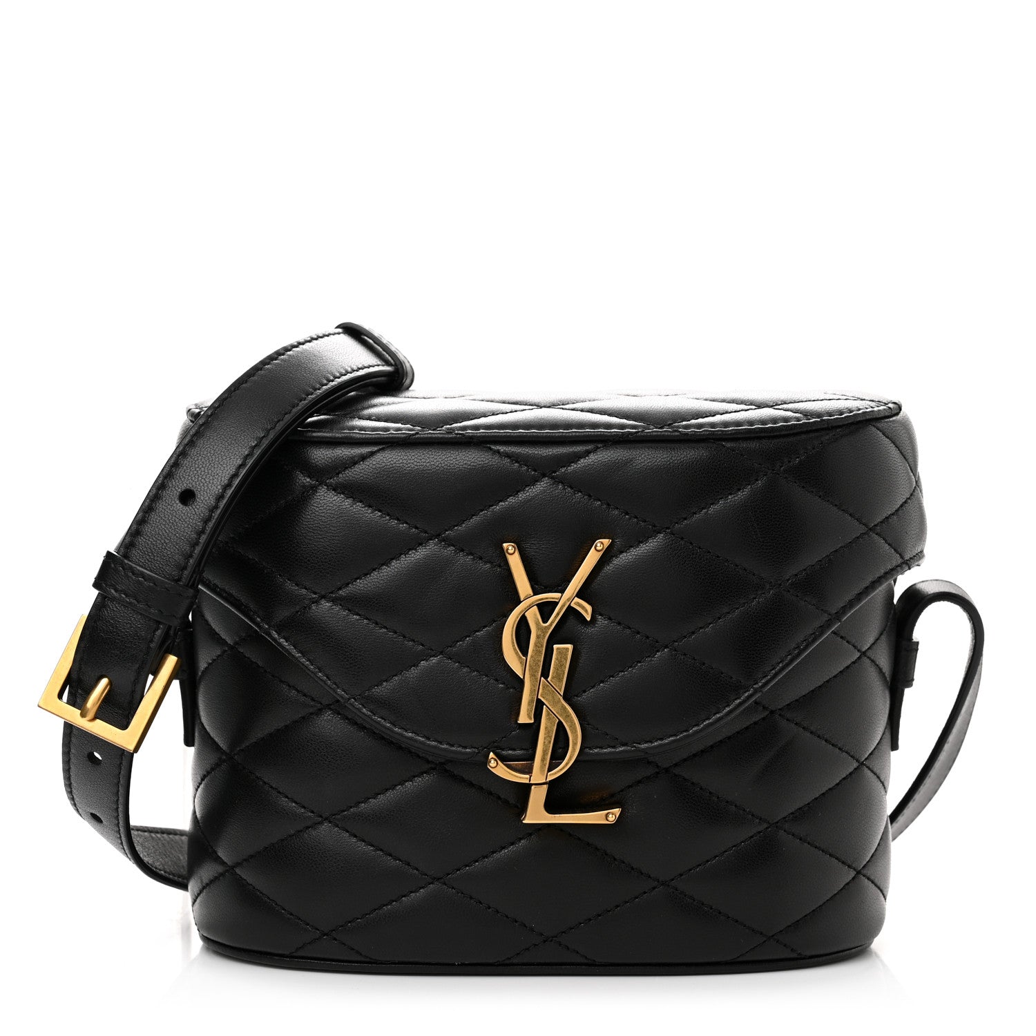 Saint Laurent Lambskin Quilted Monogram June Box Bag Black 1 of 14