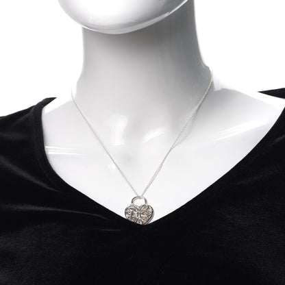 Tiffany Sterling Silver Filigree Heart Key Pendant Necklace 2 of 6