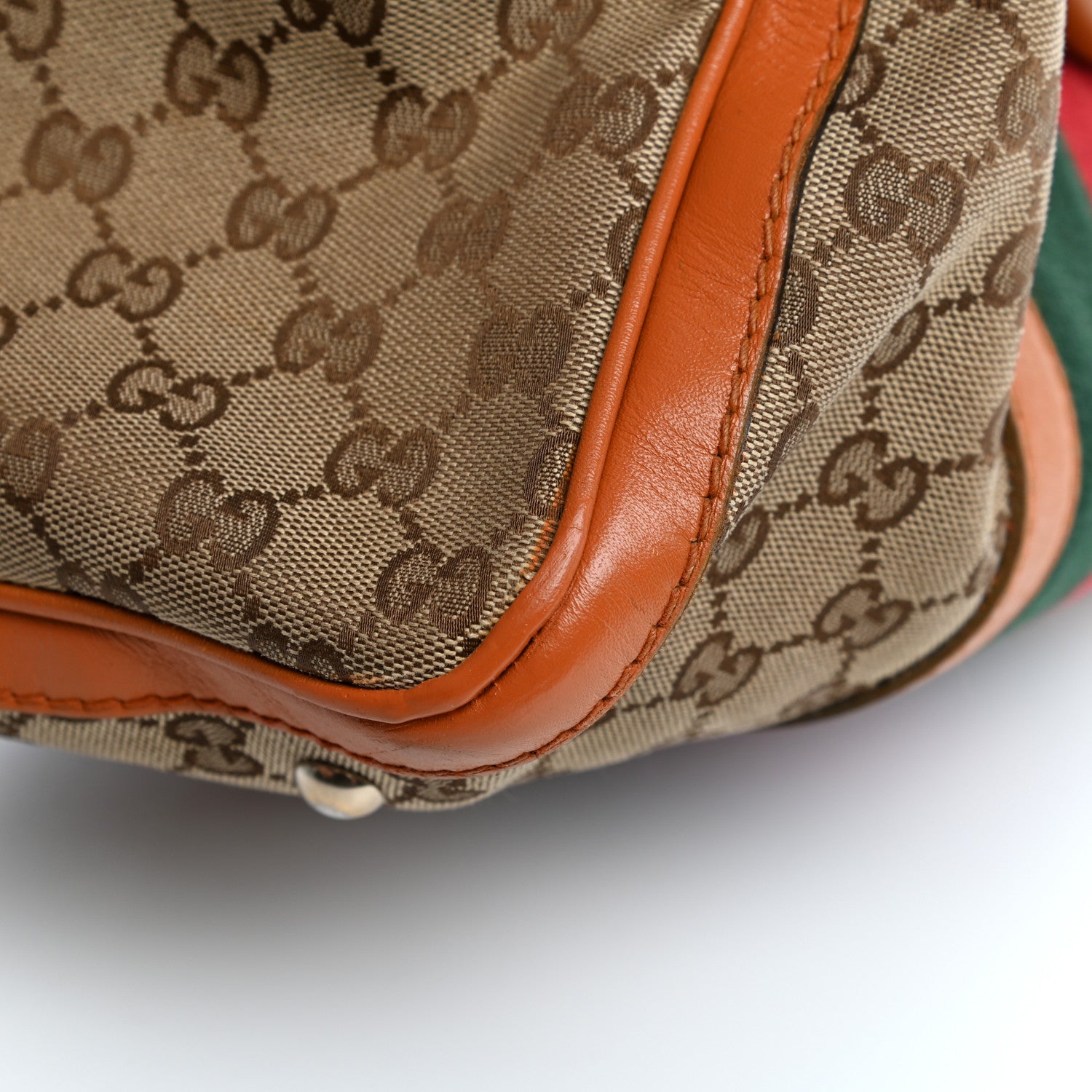Gucci Monogram Vintage Web Medium Boston Tobacco 11 of 15