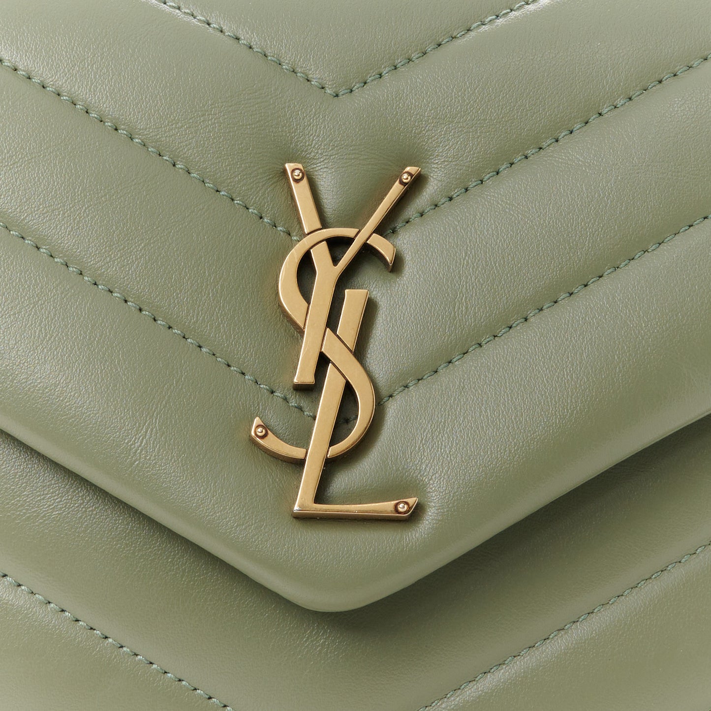 Calfskin Y Quilted Monogram Small Loulou Chain Satchel Light Sage