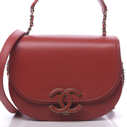 Chanel Shiny Calfskin Goatskin Quilted Small Coco Curve Messenger Flap Red 10 of 11