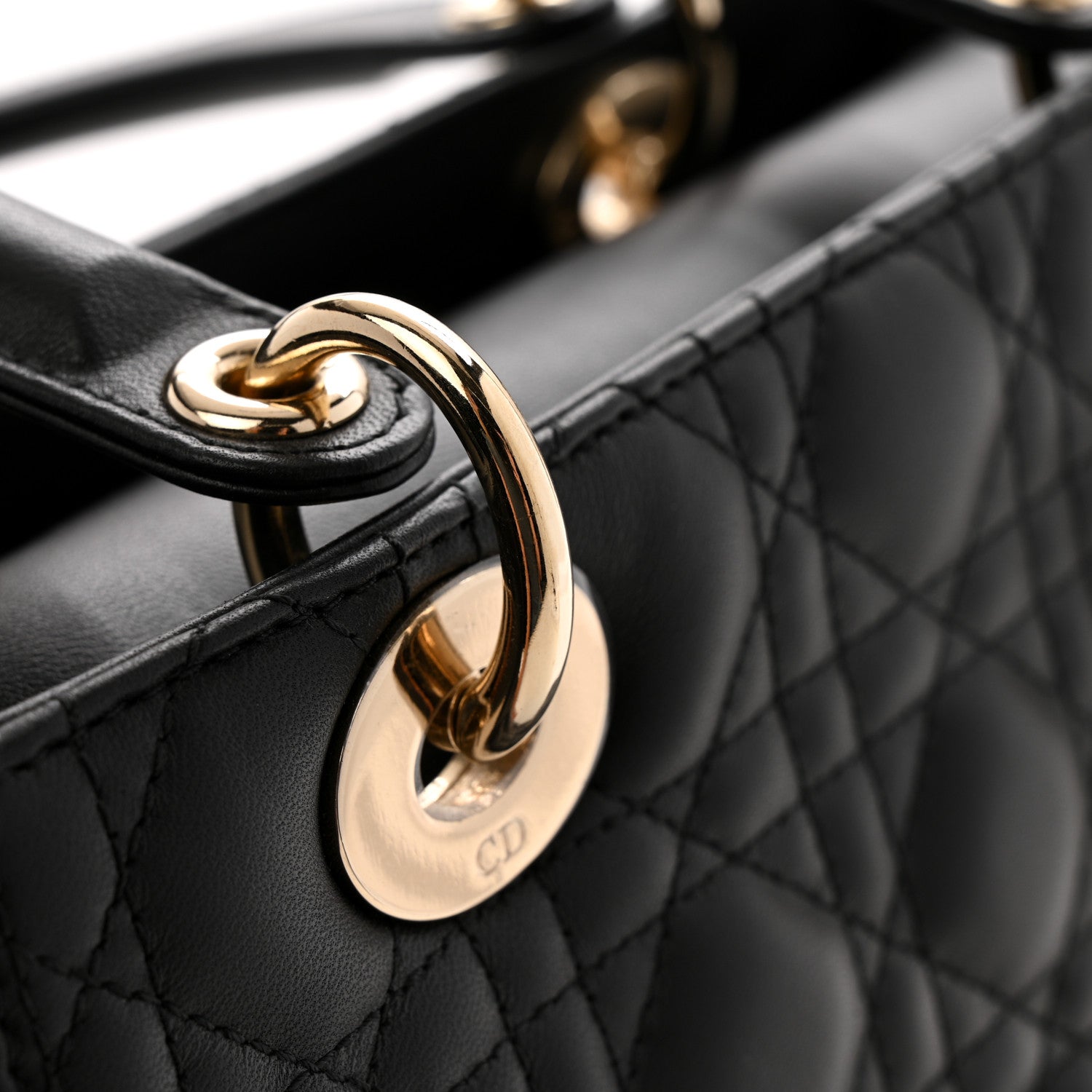 Christian Dior Lambskin Cannage Medium Lady Dior Black 13 of 15