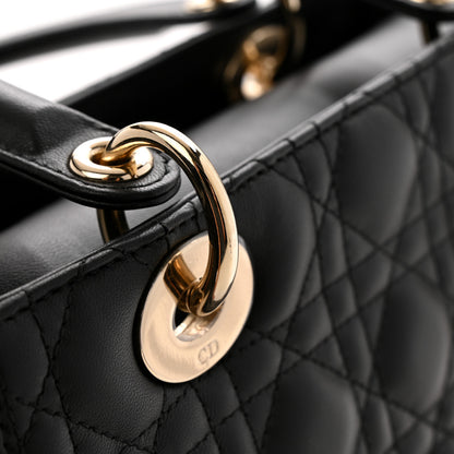 Christian Dior Lambskin Cannage Medium Lady Dior Black 13 of 15