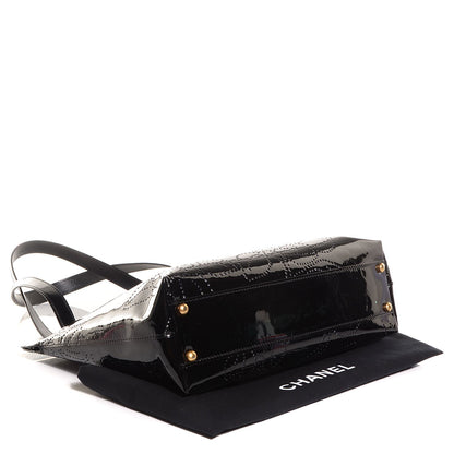 Chanel Patent Perforated Camellia Tote Black 2 of 7