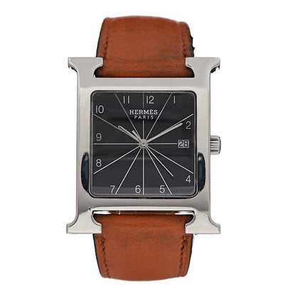 Hermes Stainless Steel Swift 30.5mm Heure H Hour Quartz Watch Orange 1 of 9