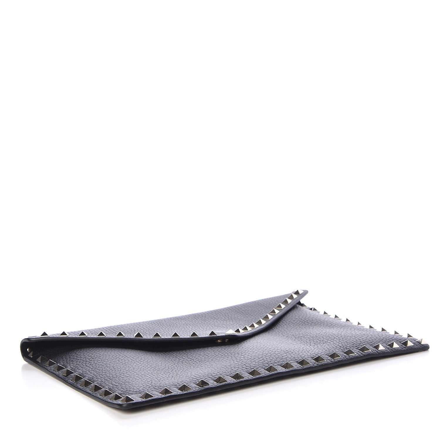 Valentino Garavani Pebbled Calfskin Large Rockstud Envelope Clutch Black 4 of 9